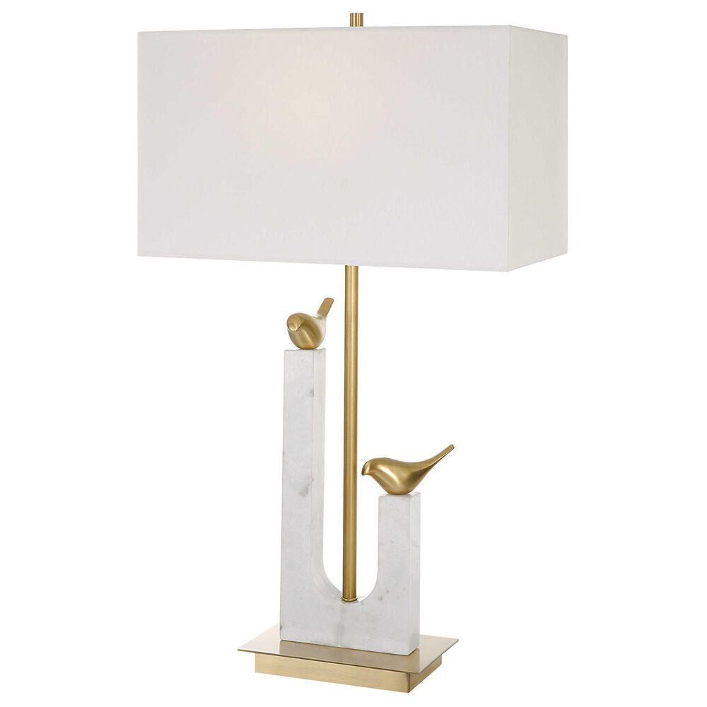 Uttermost Songbirds Table Lamp in White and Brushed Brass, , large