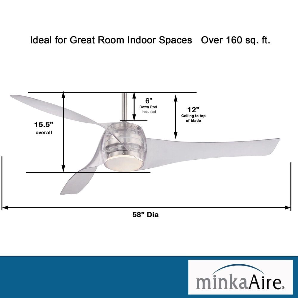 Minka-Aire Artemis 58" Smart Celling Fan with LED Light in Brushed Nickel, , large