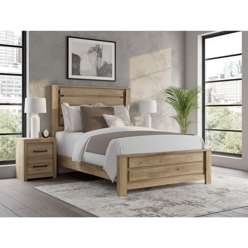 Ashley Brozmont Queen Panel Platform Bed in Natural Brown, , large