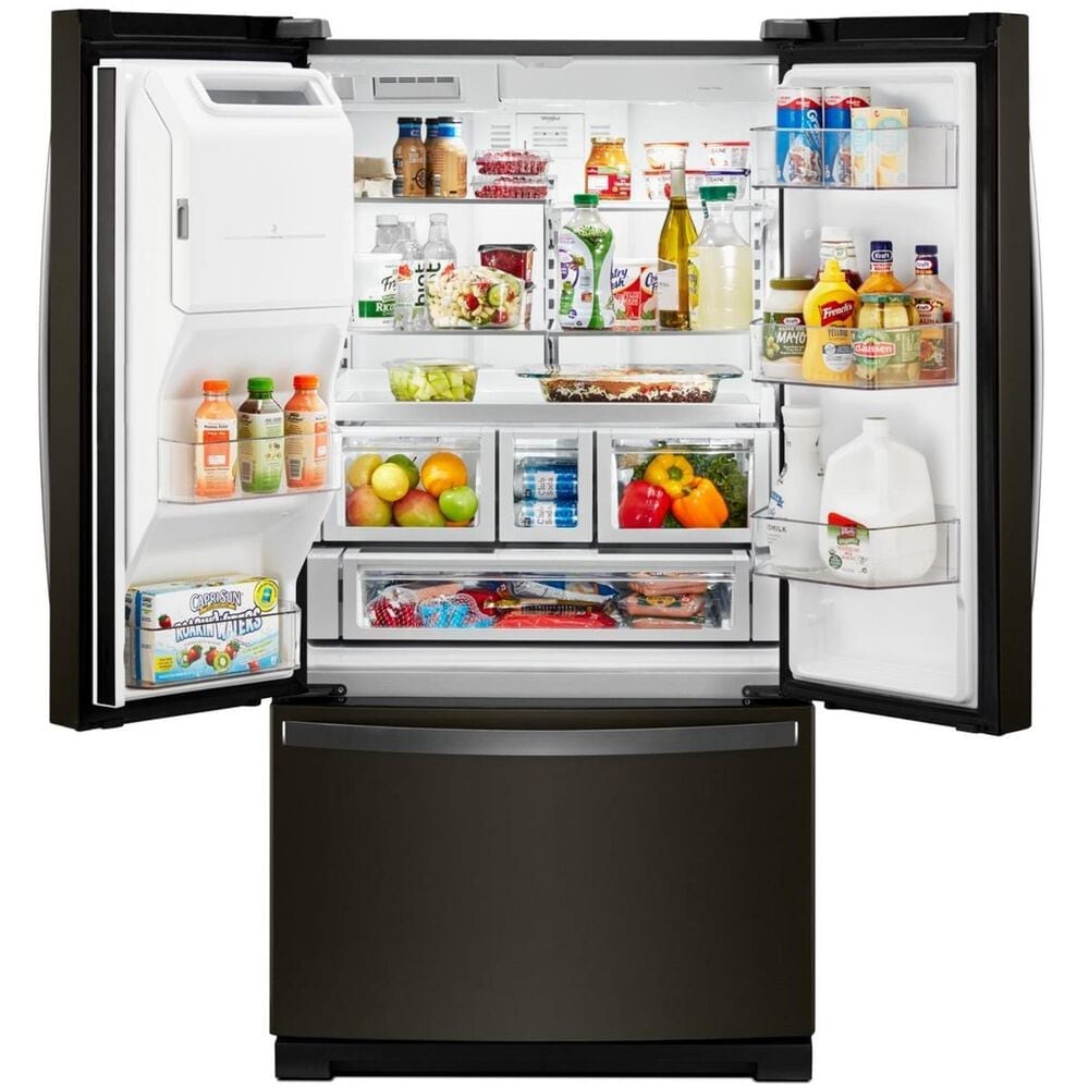 Whirlpool 27 Cu. Ft. 36&quot; Wide French Door Refrigerator in Fingerprint Resistant Black Stainless Steel with Dual Icemakers, , large