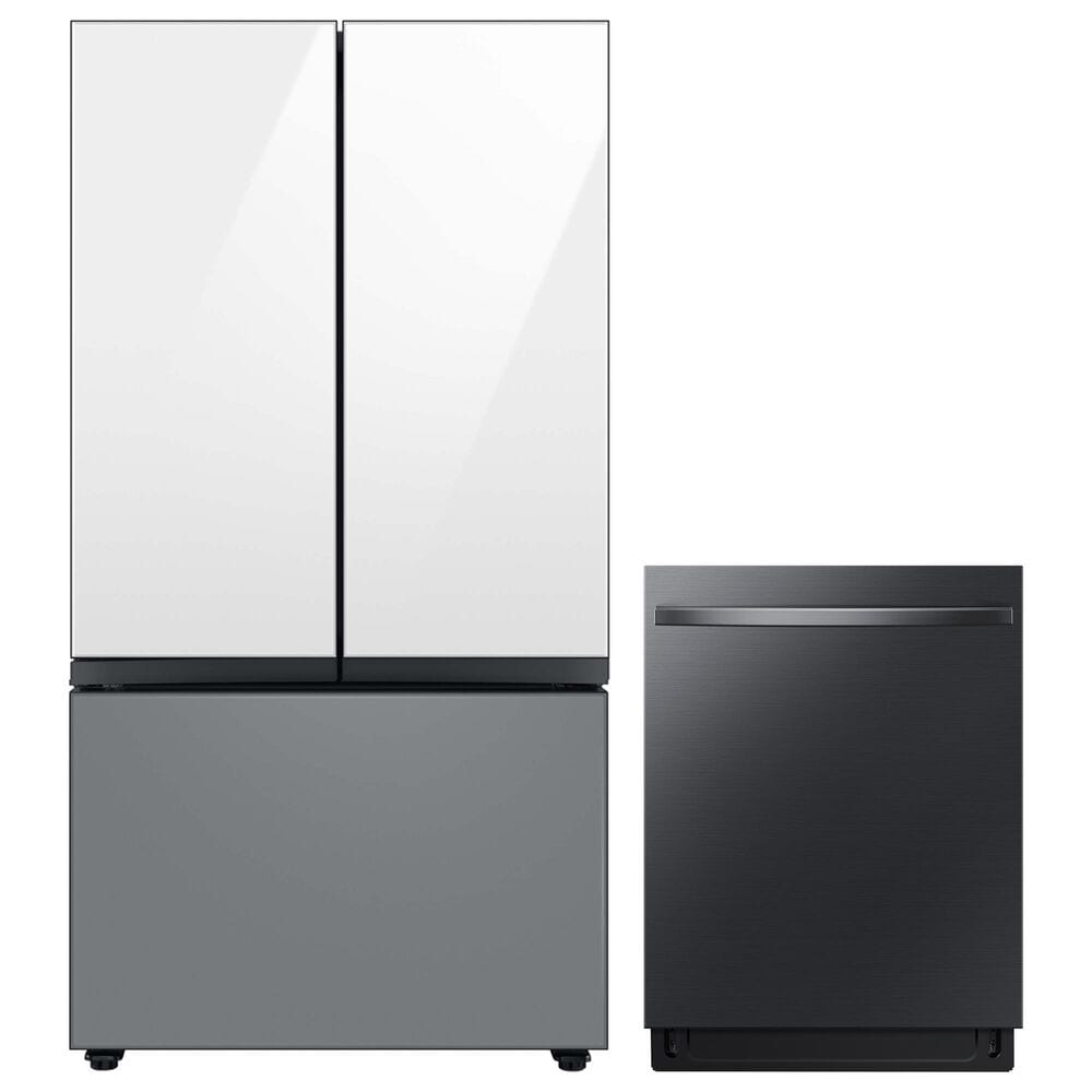 Samsung Bespoke 2-Piece Kitchen Package with Panel Ready 30 Cu. Ft. 3-Door French Door Refrigerator and Dishwasher in Matte Black Stainless Steel, , large
