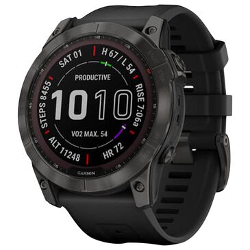 Garmin Fenix 7X Sapphire Solar Edition Smartwatch Screen in Carbon Gray DLC Titanium with Black Band, , large