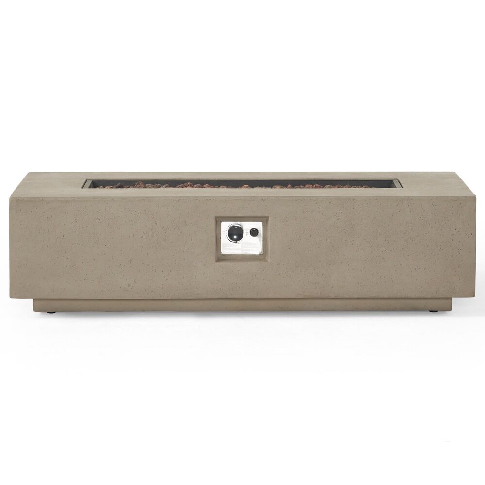 Noble House Aidan 50000 BTU Rectangle Fire Pit in Light Gray, , large