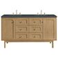 James Martin Vanities Laurent 60" Double Bathroom Vanity in Light Natural Oak with 3 cm Charcoal Soapstone Quartz Top and Rectangular Sinks, , large