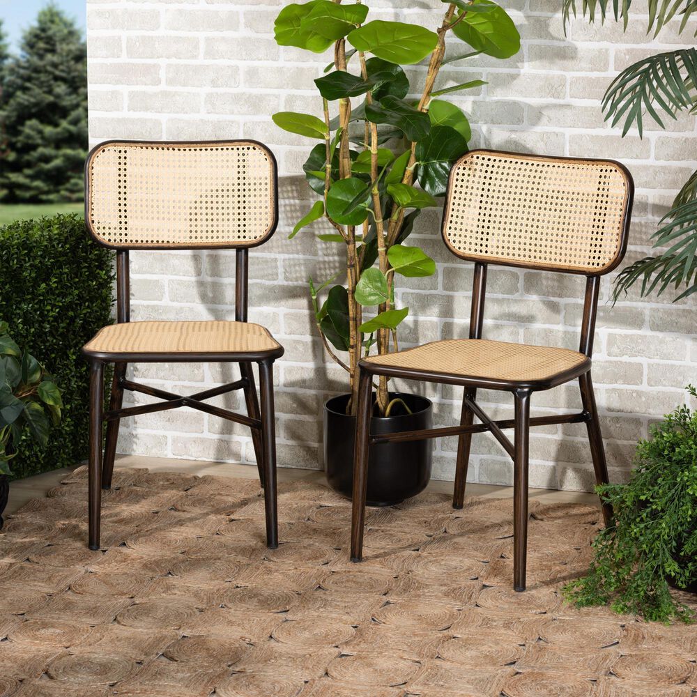 Baxton Studio Katina Side Chair in Dark Brown and Natural (Set of 2), , large