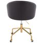Lumisource Claire Task Chair with Black Cushion in Gold, , large