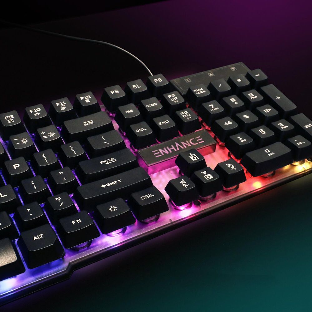 Enhance Voltaic 2 Mechanical-Feel Gaming Keyboard in Black and Clear, , large