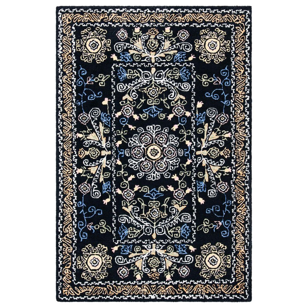 Safavieh Micro-Loop 4" x 6" Black and Green Area Rug, , large