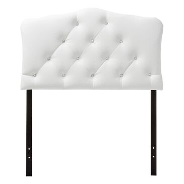 Baxton Studio Rita Button Tufted Scalloped Twin Headboard in White, , large