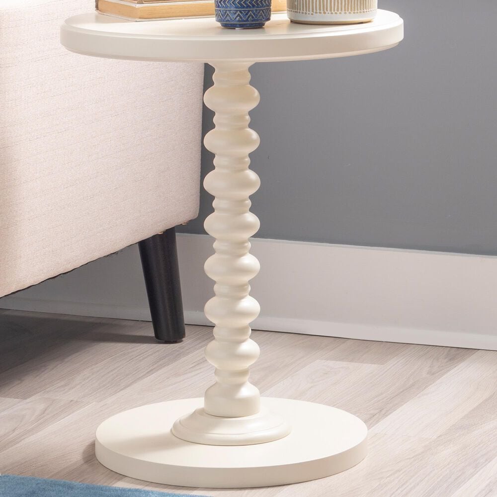 Linon Home Decor Aurora Round Side Table in Off White, , large