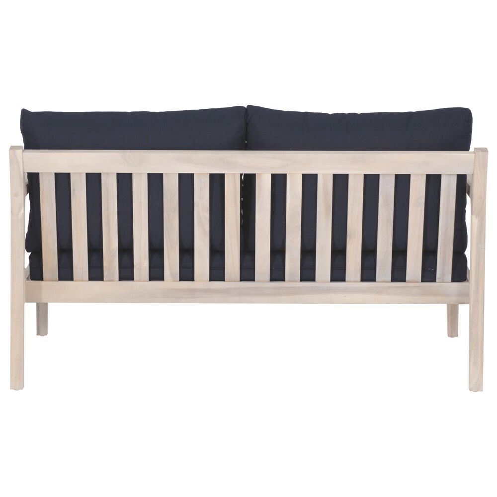 Linon Home Decor Teagon 2-Seater Outdoor Sofa with Blue Cushions in Whitewash, , large
