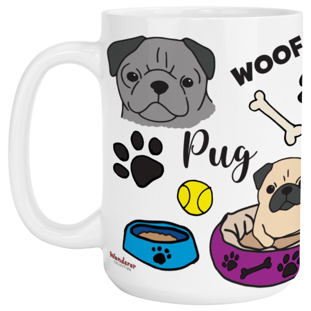 1 Brilliant Gift Wander Pets 15 Oz Pug Mug in White, , large