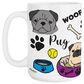 1 Brilliant Gift Wander Pets 15 Oz Pug Mug in White, , large