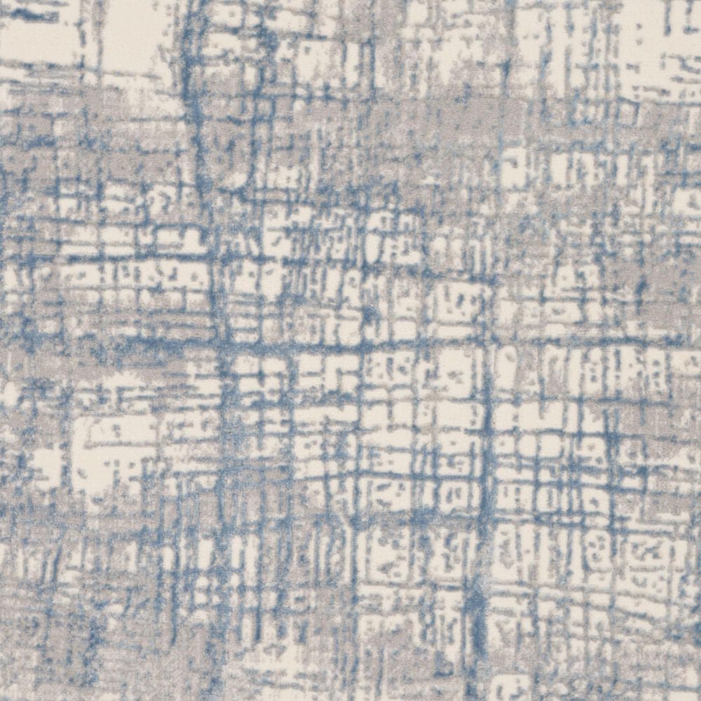 Nourison Rush 4&#39; Round Ivory and Blue Area Rug, , large