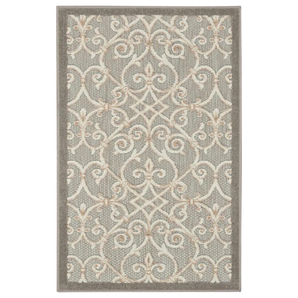 Nourison Aloha Damask 2"8" x 4" Natural Indoor/Outdoor Area Rug, , large