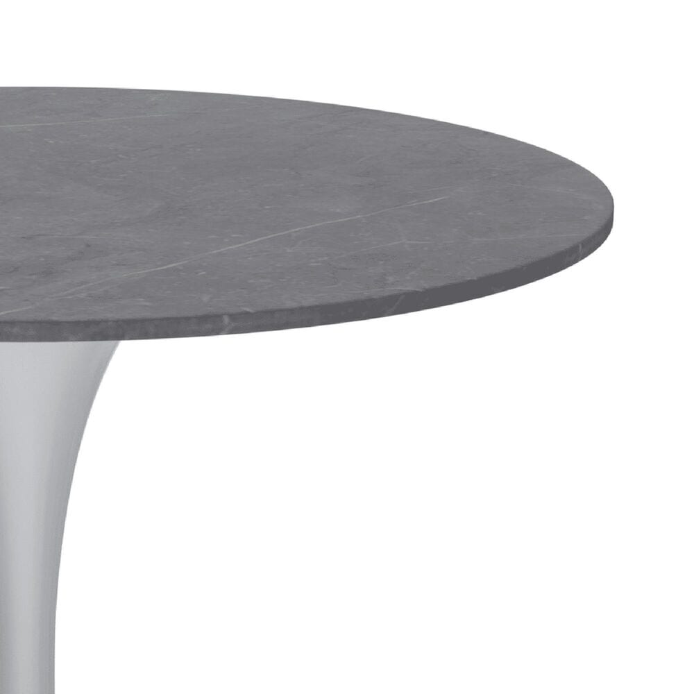 Leisuremod LeisureMod Verve Collection 36 Round Dining Table, White Base with Sintered Stone Grey Top, , large