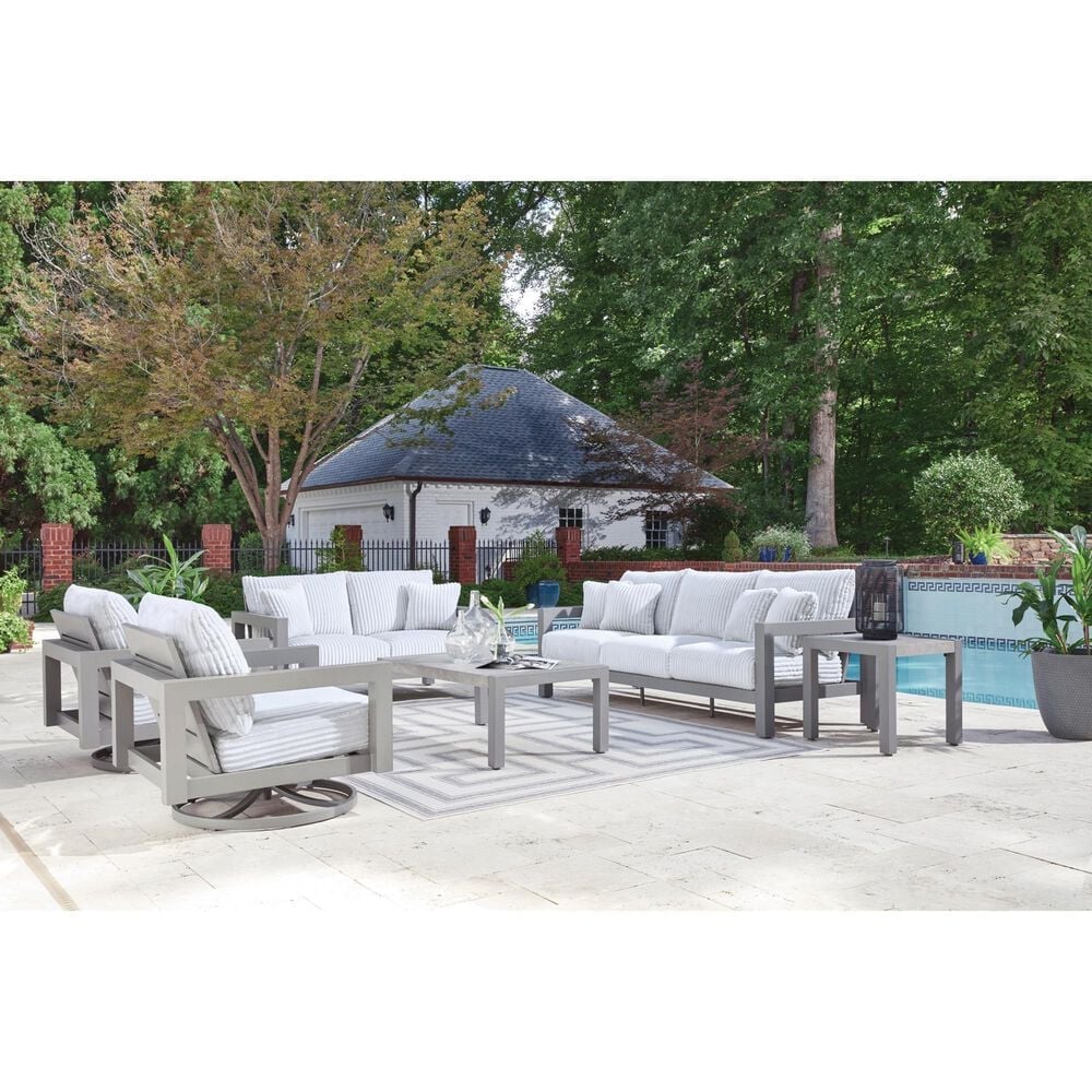 Ashley Hurley Park Patio Loveseat in Gray, , large
