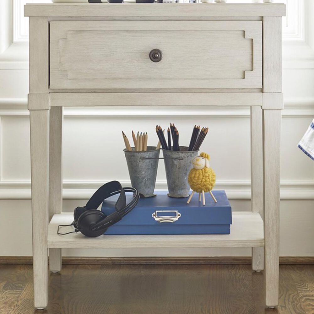 Furniture Worldwide Serendipity 1 Drawer Nightstand in Alabaster with AC Outlets, , large