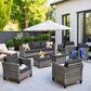 HOMLUX 7-Piece Rattan Sectional Set w/ Sofa + Footrests + Chairs, Black, , large