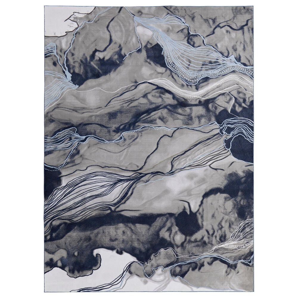 Feizy Gaspar 8" x 11" Gray and Blue Area Rug, , large