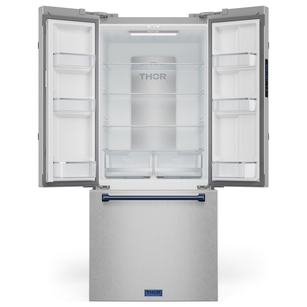 THOR KITCHEN Gordon Ramsay 17.5 Cu. Ft. Counter Depth French Door Refrigerator with Navy Blue Handle Kit in Stainless Steel, , large