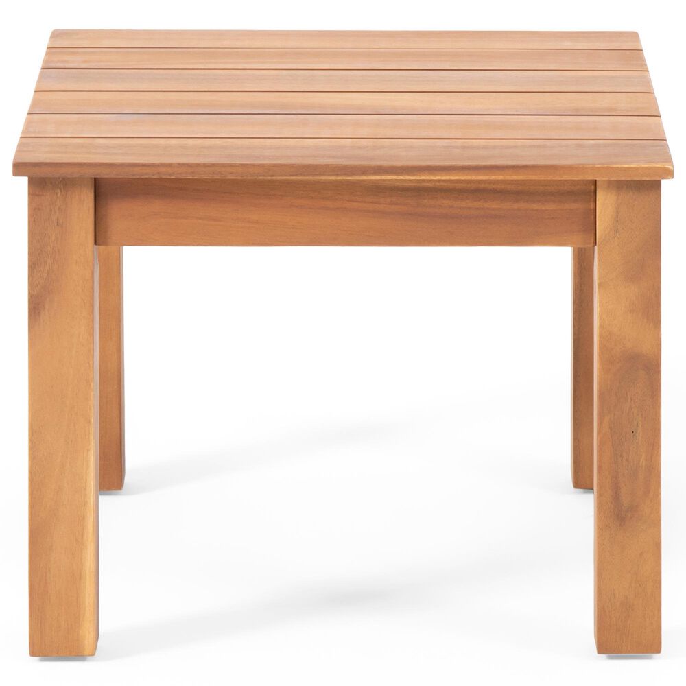 Hearth and Haven Temecula Outdoor Square Side Table with Slatted Top in Brown, , large