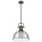 Golden Lighting Duncan 1-Light Pendant with Rod and Pewter Shade in Rubbed Bronze, , large