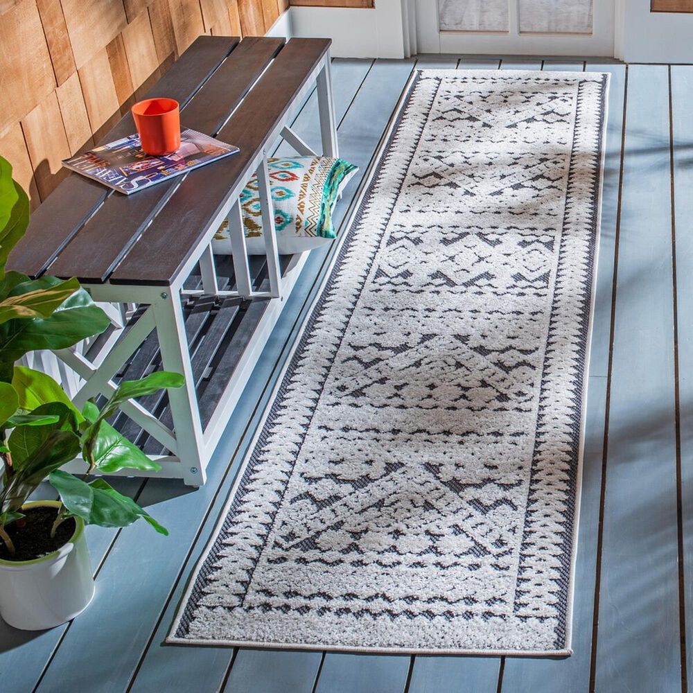 Safavieh Cabana CBN658A 2&#39;2&quot; x 11&#39; Ivory and Grey Indoor/Outdoor Performance Runner, , large