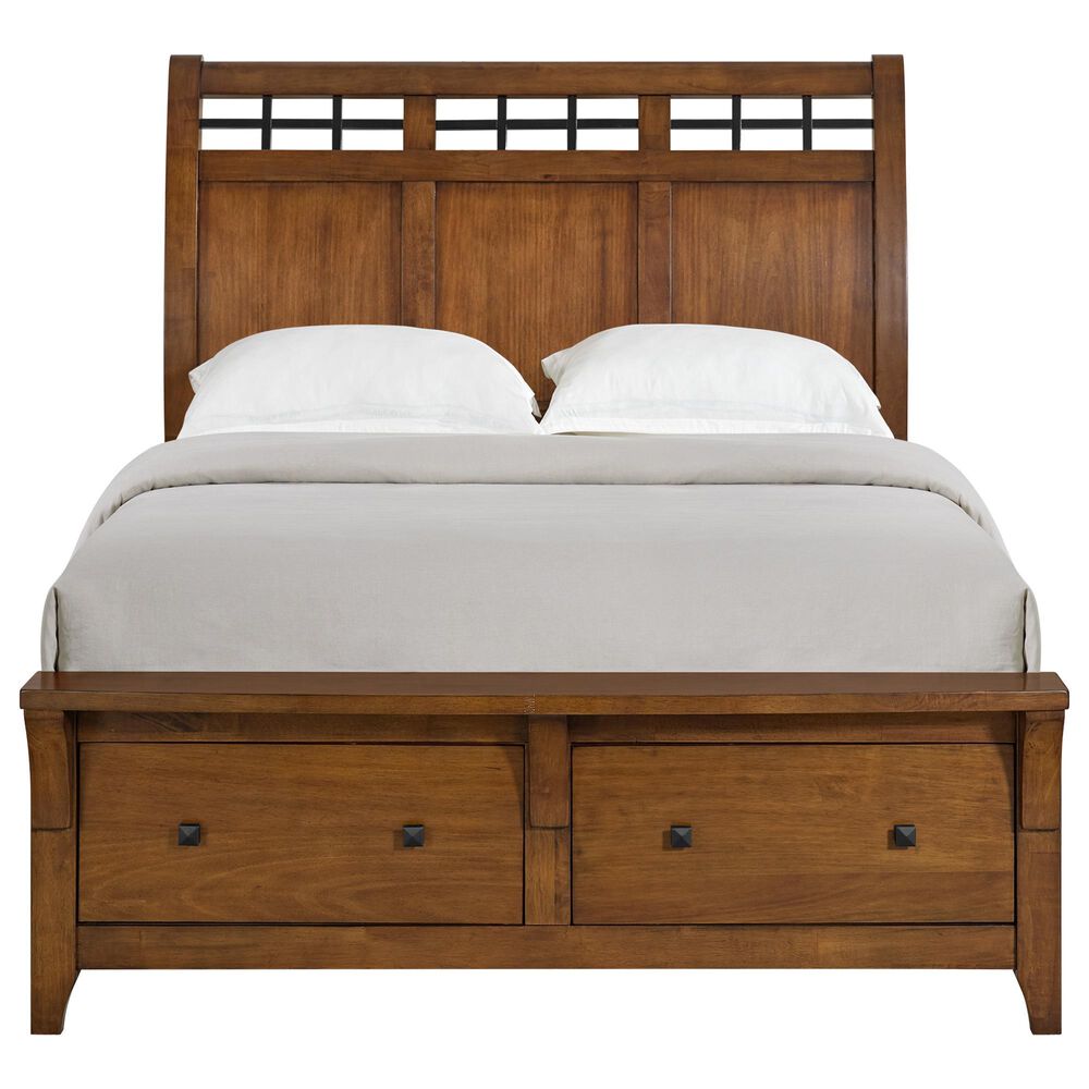 Mayberry Hill Gage Queen Sleigh Storage Bed with Dresser, Chest, and Two Nightstands in Chestnut, , large