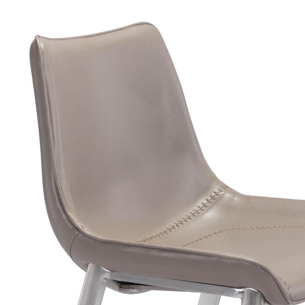 Zuo Modern Magnus Bar Stool in Gray and Silver &#40;Set of 2&#41;, , large