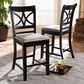 Baxton Studio Chandler Counter Height Pub Chair with Grey Cushion in Espresso Brown (Set of 2), , large
