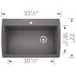 Blanco Diamond Super Single Dual Mount Kitchen Sink in Cinder, , large