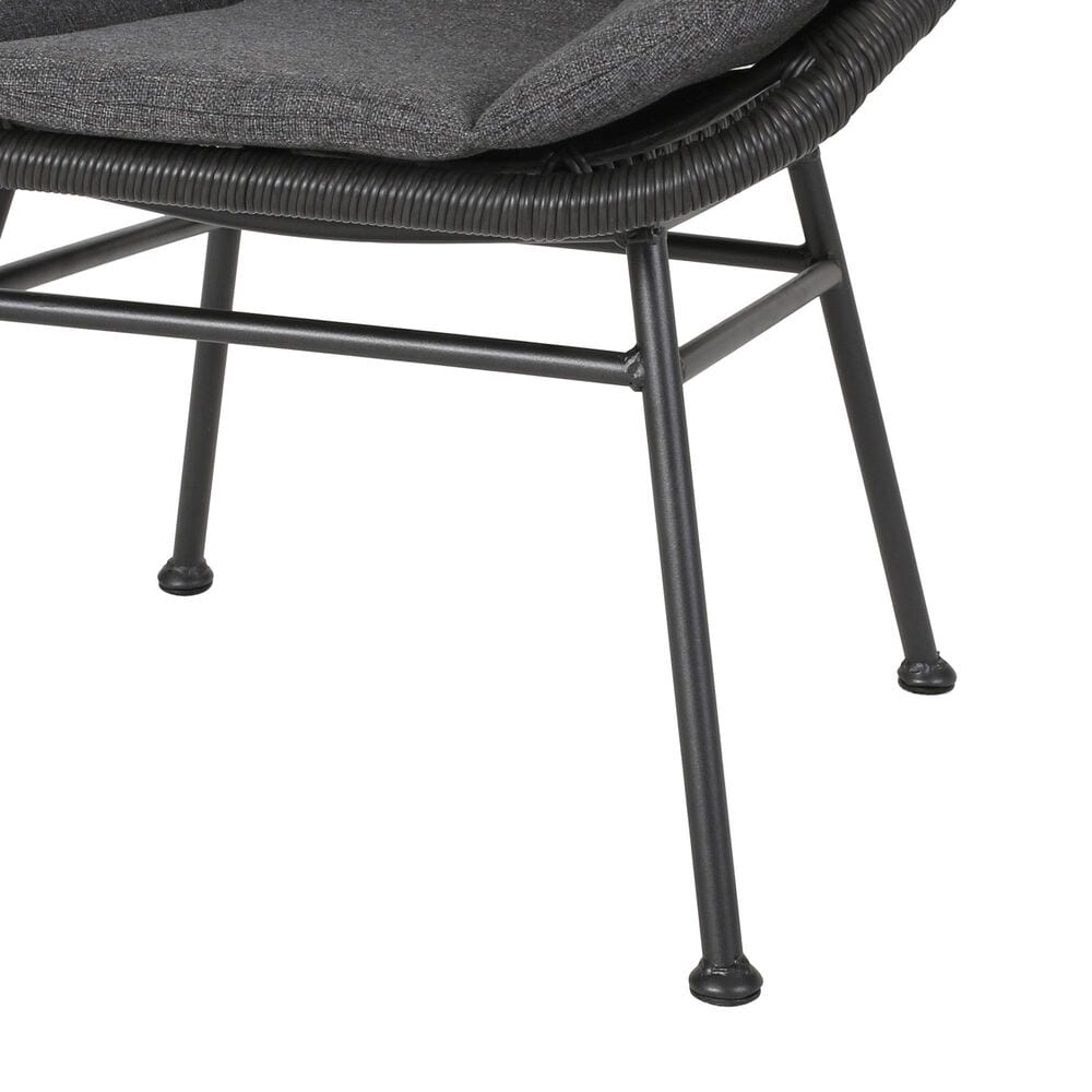 Hearth and Haven Frazer Patio Rattan Chair with Gray Cushion in Black &#40;Set of 2&#41;, , large