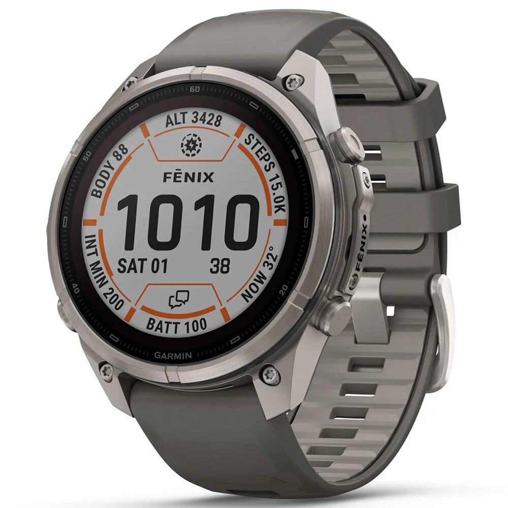 Garmin fenix 9 Pro inReach Solar Smartwatch 47mm Titanium with Pebble Gray and Silver Gray Silicone Band, , large