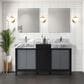 Lexora Home Zilara 60" Double Bathroom Vanity in Black and Grey with 11 cm Castle Grey Marble Top and Rectangular Sinks, , large