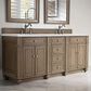 James Martin Vanities Bristol 72" Double Bathroom Vanity in Whitewashed Walnut with 3 cm Carrara White Marble Top and Rectangular Sinks, , large