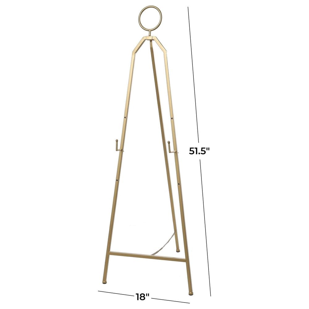 Maple and Jade 52&quot; Adjustable 3-Tier Display Easel with Circular Ring Top in Polished Gold, , large