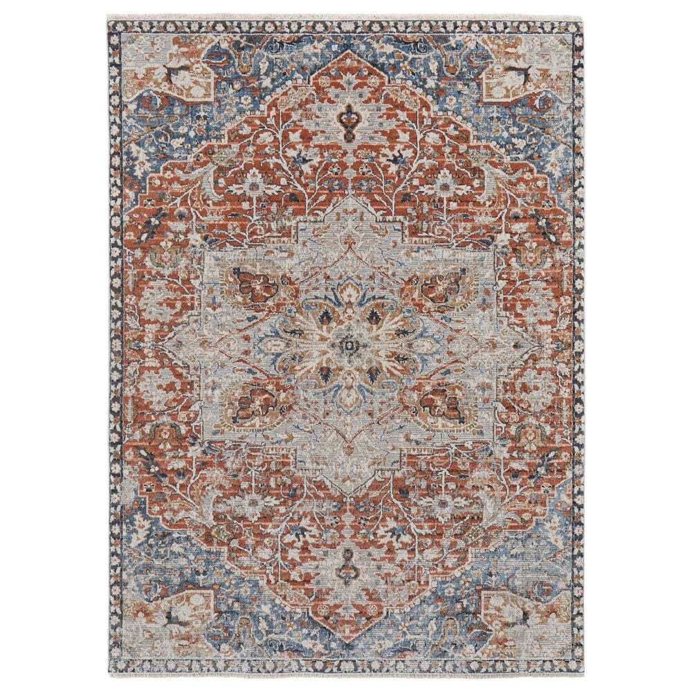 Feizy Kaia 3" x 10" Red and Blue Runner, , large
