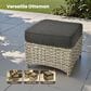 HOMLUX 2-Piece Outdoor Wicker Ottoman Set with Cushion in Black, , large