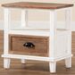 Baxton Studio Glynn 1-Drawer End Table in White and Oak Brown, , large