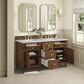 James Martin Vanities Lorelai 60" Double Bathroom Vanity in Mid-Century Walnut with 3 cm Eternal Jasmine Pearl Silestone Top, Rectangular Sinks and FreePower Wireless Charger, , large