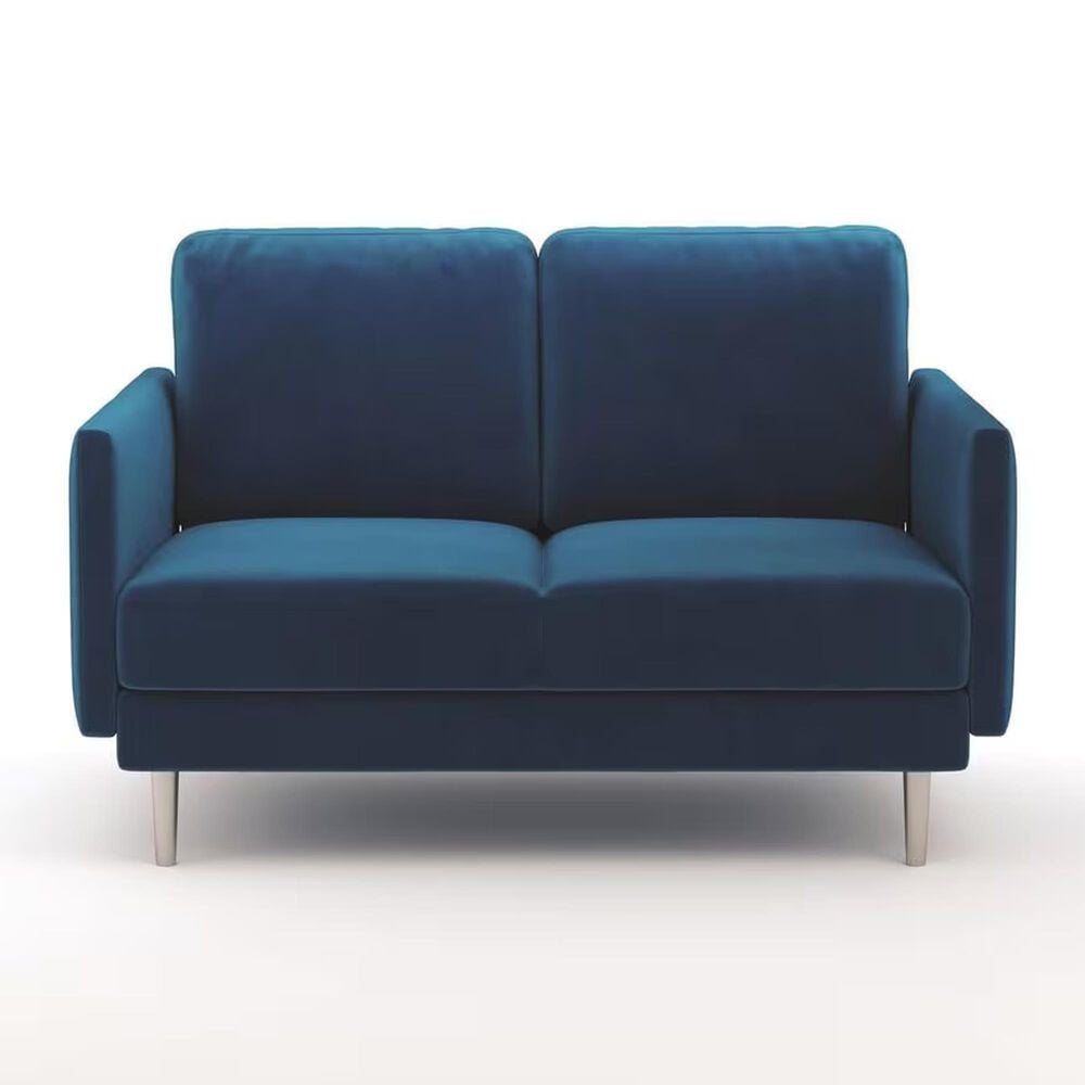 37B 2-Piece Navy Blue Velvet Loveseat and Sofa Set, , large