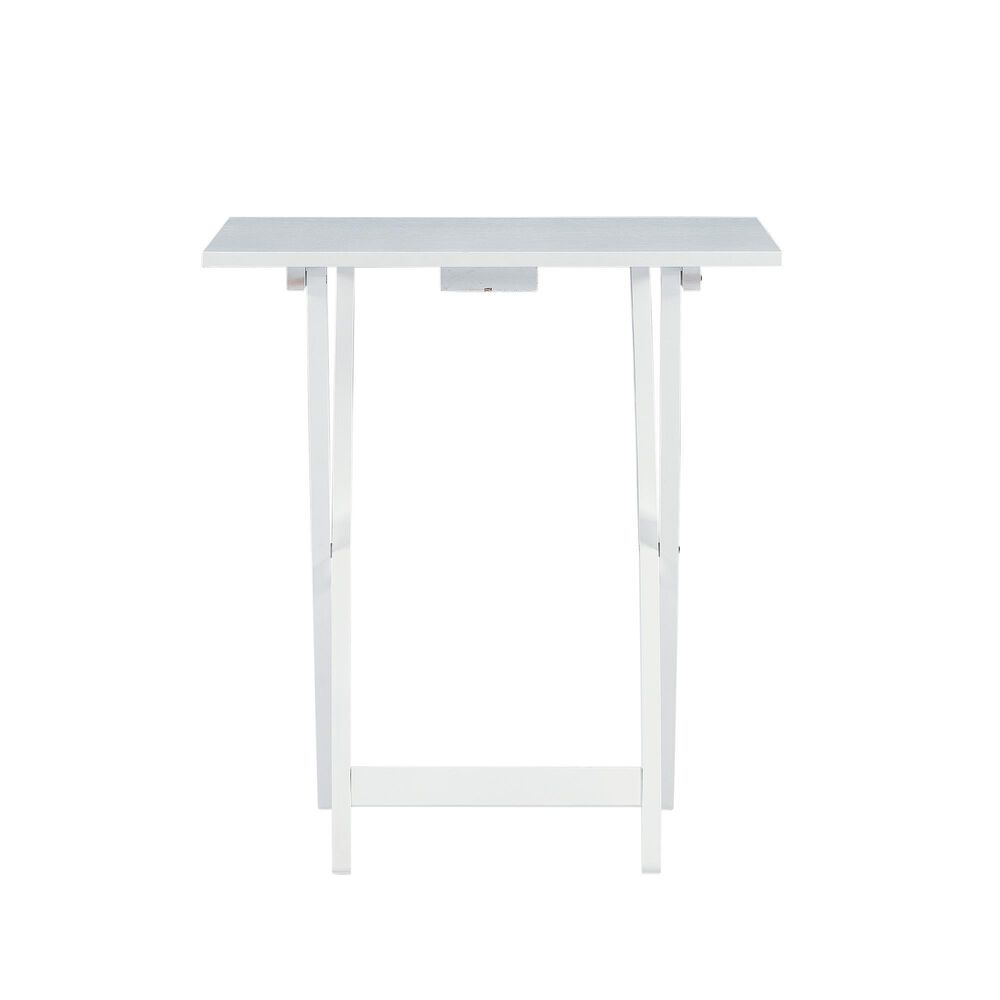 Linden Boulevard Taneli Tray Table Set with Stand in White &#40;Set of 4&#41;, , large