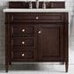 James Martin Vanities Brittany 36" Single Bathroom Vanity in Burnished Mahogany with 3 cm Lime Delight Quartz Top and Rectangular Sink, , large