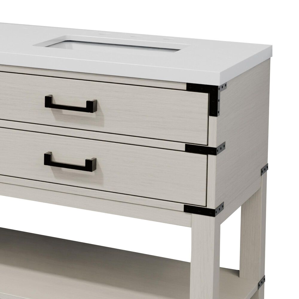 Lexora Home Norwalk 84" Double Bathroom Vanity in White Oak with White Quartz Top and Rectangular Sinks, , large