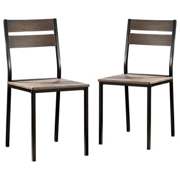 Furniture of America Childers Side Chair in Antique Brown and Black (Set of 2), , large