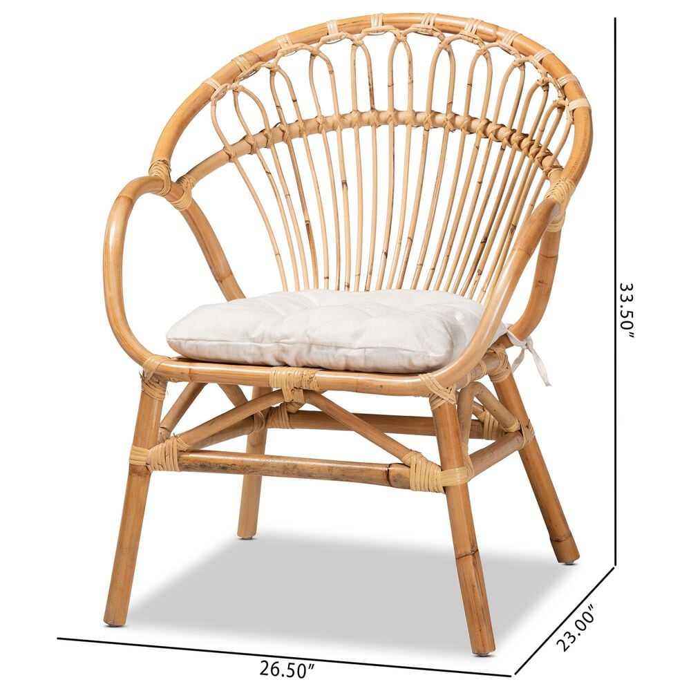 Baxton Studio Benicia Arm Chair in Natural Brown, , large