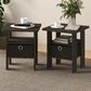 HOMLUX 2-Piece 1-Shelf End Table with Bin Drawer in Dark Brown, , large