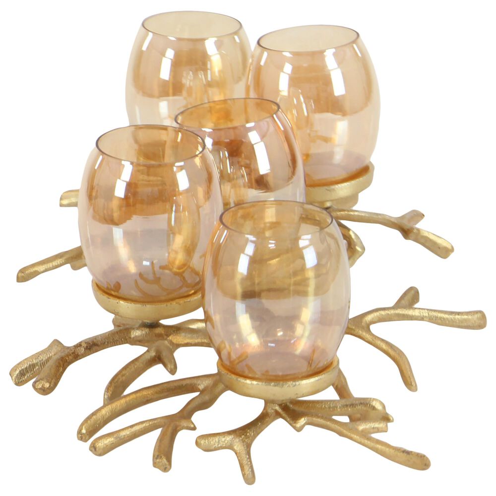 Maple and Jade 19&quot; x 6&quot; Hurricane Lamp in Gold, , large