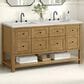 James Martin Vanities Breckenridge 60" Double Bathroom Vanity in Light Natural Oak with 3 cm Eternal Jasmine Pearl Quartz Top and Rectangular Sinks, , large